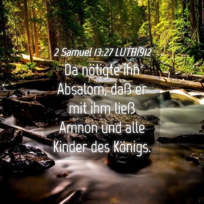 Picture 04 - 2 Samuel 13:27 LUTH1912 - Da nötigte ihn Absalom, daß er mit ihm ließ - Bible Verse Picture
