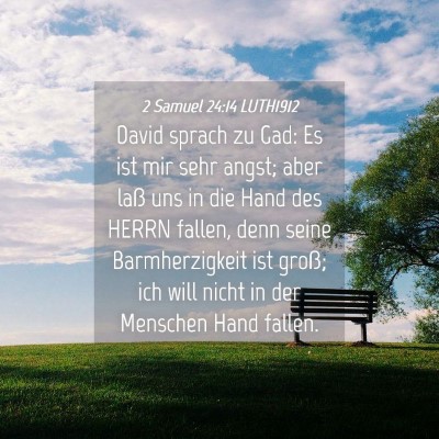 Picture 04 - 2 Samuel 24:14 LUTH1912 - David sprach zu Gad: Es ist mir sehr angst; aber - Bible Verse Picture