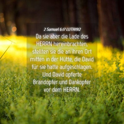 Picture 04 - 2 Samuel 6:17 LUTH1912 - Da sie aber die Lade des HERRN hereinbrachten, - Bible Verse Picture
