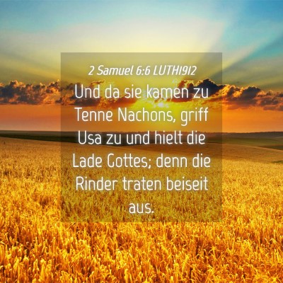 Picture 04 - 2 Samuel 6:6 LUTH1912 - Und da sie kamen zu Tenne Nachons, griff Usa zu - Bible Verse Picture
