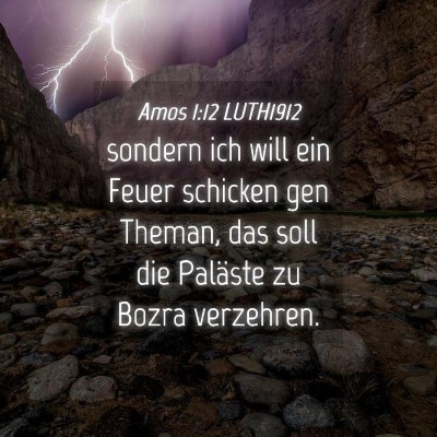 Picture 04 - Amos 1:12 LUTH1912 - sondern ich will ein Feuer schicken gen Theman, - Bible Verse Picture
