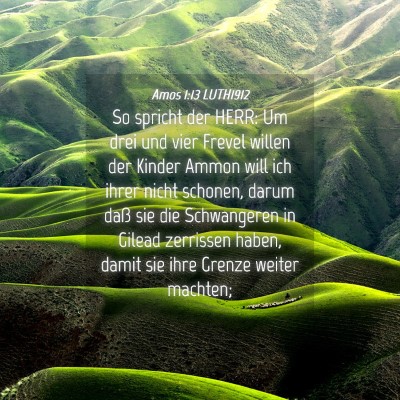 Picture 04 - Amos 1:13 LUTH1912 - So spricht der HERR: Um drei und vier Frevel - Bible Verse Picture