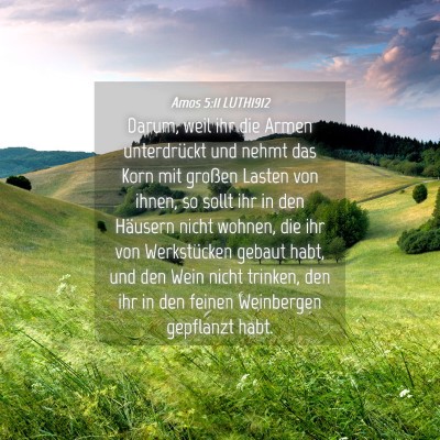 Picture 04 - Amos 5:11 LUTH1912 - Darum, weil ihr die Armen unterdrückt und nehmt - Bible Verse Picture