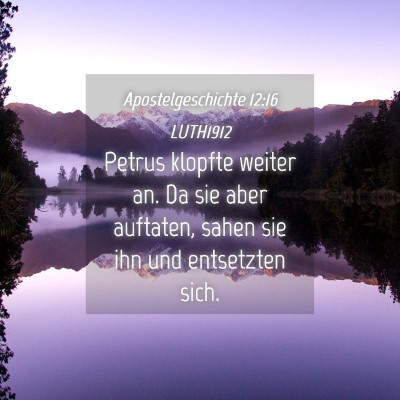 Picture 04 - Apostelgeschichte 12:16 LUTH1912 - Petrus klopfte weiter an. Da sie aber auftaten, - Bible Verse Picture