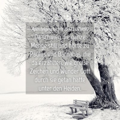 Picture 04 - Apostelgeschichte 15:12 LUTH1912 - Da schwieg die ganze Menge still und hörte zu - Bible Verse Picture