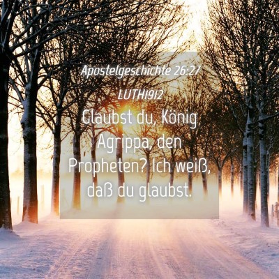 Picture 04 - Apostelgeschichte 26:27 LUTH1912 - Glaubst du, König Agrippa, den Propheten? Ich - Bible Verse Picture