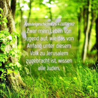 Picture 04 - Apostelgeschichte 26:4 LUTH1912 - Zwar mein Leben von Jugend auf, wie das von - Bible Verse Picture