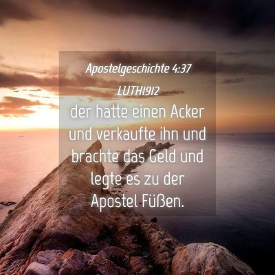 Picture 04 - Apostelgeschichte 4:37 LUTH1912 - der hatte einen Acker und verkaufte ihn und - Bible Verse Picture