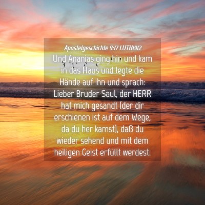 Picture 04 - Apostelgeschichte 9:17 LUTH1912 - Und Ananias ging hin und kam in das Haus und - Bible Verse Picture