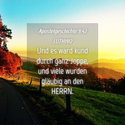 Picture 04 - Apostelgeschichte 9:42 LUTH1912 - Und es ward kund durch ganz Joppe, und viele - Bible Verse Picture