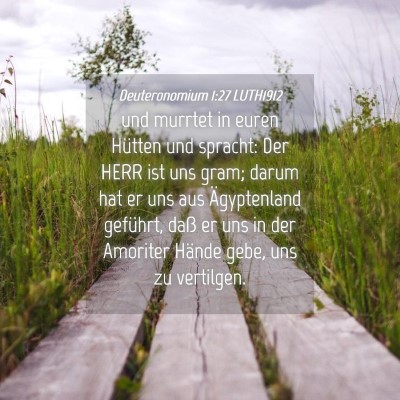 Picture 04 - Deuteronomium 1:27 LUTH1912 - und murrtet in euren Hütten und spracht: Der - Bible Verse Picture