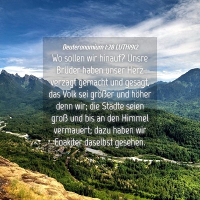 Picture 04 - Deuteronomium 1:28 LUTH1912 - Wo sollen wir hinauf? Unsre Brüder haben unser - Bible Verse Picture