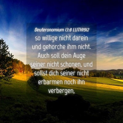 Picture 04 - Deuteronomium 13:8 LUTH1912 - so willige nicht darein und gehorche ihm nicht. - Bible Verse Picture