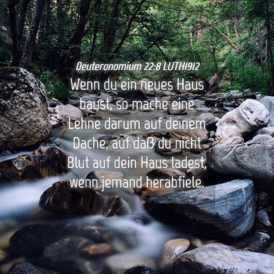 Picture 04 - Deuteronomium 22:8 LUTH1912 - Wenn du ein neues Haus baust, so mache eine Lehne - Bible Verse Picture