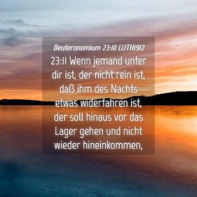 Picture 04 - Deuteronomium 23:10 LUTH1912 - 23:11 Wenn jemand unter dir ist, der nicht rein - Bible Verse Picture