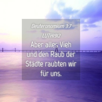 Picture 04 - Deuteronomium 3:7 LUTH1912 - Aber alles Vieh und den Raub der Städte raubten - Bible Verse Picture