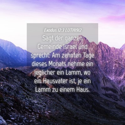 Picture 04 - Exodus 12:3 LUTH1912 - Sagt der ganzen Gemeinde Israel und sprecht: Am - Bible Verse Picture