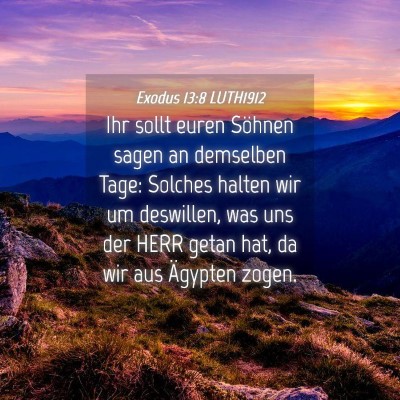 Picture 04 - Exodus 13:8 LUTH1912 - Ihr sollt euren Söhnen sagen an demselben Tage: - Bible Verse Picture