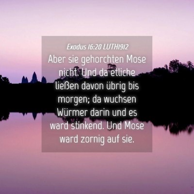 Picture 04 - Exodus 16:20 LUTH1912 - Aber sie gehorchten Mose nicht. Und da etliche - Bible Verse Picture
