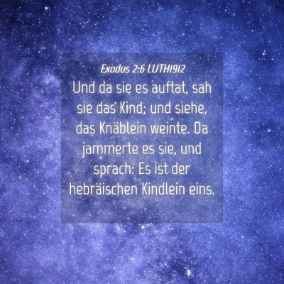 Picture 04 - Exodus 2:6 LUTH1912 - Und da sie es auftat, sah sie das Kind; und - Bible Verse Picture