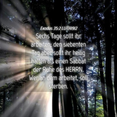 Picture 04 - Exodus 35:2 LUTH1912 - Sechs Tage sollt ihr arbeiten; den siebenten Tag - Bible Verse Picture