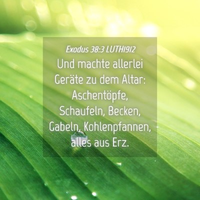 Picture 04 - Exodus 38:3 LUTH1912 - Und machte allerlei Geräte zu dem Altar: - Bible Verse Picture
