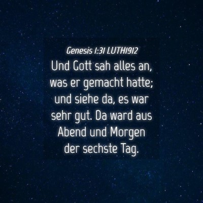 Picture 04 - Genesis 1:31 LUTH1912 - Und Gott sah alles an, was er gemacht hatte; und - Bible Verse Picture