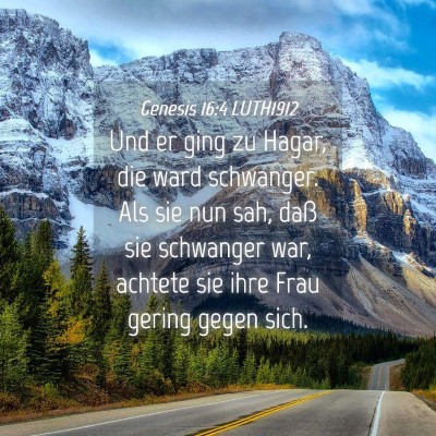 Picture 04 - Genesis 16:4 LUTH1912 - Und er ging zu Hagar, die ward schwanger. Als sie - Bible Verse Picture