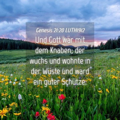 Picture 04 - Genesis 21:20 LUTH1912 - Und Gott war mit dem Knaben; der wuchs und wohnte - Bible Verse Picture
