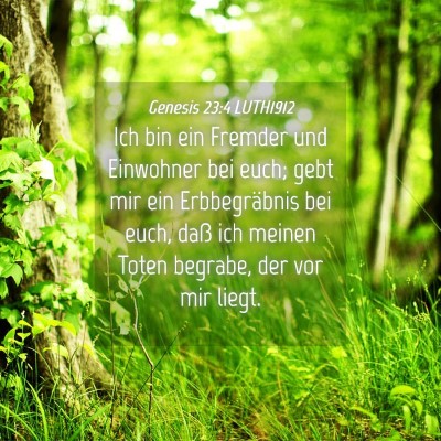 Picture 04 - Genesis 23:4 LUTH1912 - Ich bin ein Fremder und Einwohner bei euch; gebt - Bible Verse Picture