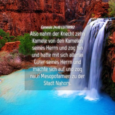 Picture 04 - Genesis 24:10 LUTH1912 - Also nahm der Knecht zehn Kamele von den Kamelen - Bible Verse Picture