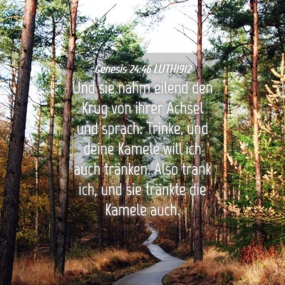 Picture 04 - Genesis 24:46 LUTH1912 - Und sie nahm eilend den Krug von ihrer Achsel und - Bible Verse Picture