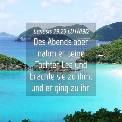 Picture 04 - Genesis 29:23 LUTH1912 - Des Abends aber nahm er seine Tochter Lea und - Bible Verse Picture