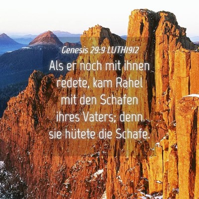 Picture 04 - Genesis 29:9 LUTH1912 - Als er noch mit ihnen redete, kam Rahel mit den - Bible Verse Picture