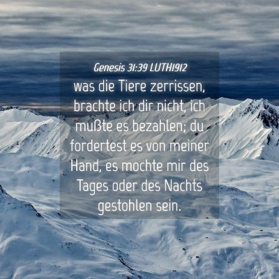 Picture 04 - Genesis 31:39 LUTH1912 - was die Tiere zerrissen, brachte ich dir nicht, - Bible Verse Picture