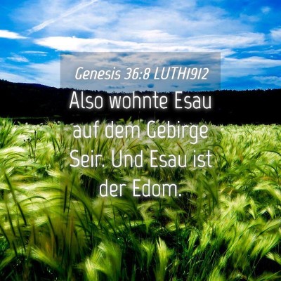 Picture 04 - Genesis 36:8 LUTH1912 - Also wohnte Esau auf dem Gebirge Seir. Und Esau - Bible Verse Picture