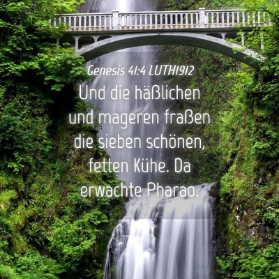 Picture 04 - Genesis 41:4 LUTH1912 - Und die häßlichen und mageren fraßen die - Bible Verse Picture