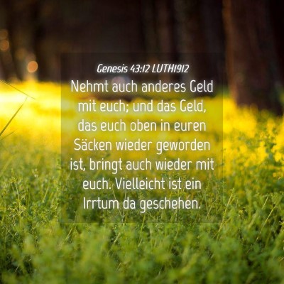 Picture 04 - Genesis 43:12 LUTH1912 - Nehmt auch anderes Geld mit euch; und das Geld, - Bible Verse Picture