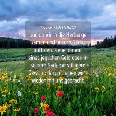 Picture 04 - Genesis 43:21 LUTH1912 - und da wir in die Herberge kamen und unsere - Bible Verse Picture