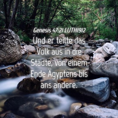 Picture 04 - Genesis 47:21 LUTH1912 - Und er teilte das Volk aus in die Städte, von - Bible Verse Picture