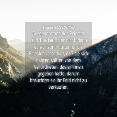 Picture 04 - Genesis 47:22 LUTH1912 - Ausgenommen der Priester Feld. Das kaufte er - Bible Verse Picture