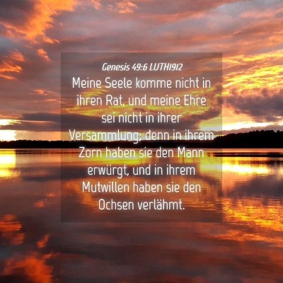 Picture 04 - Genesis 49:6 LUTH1912 - Meine Seele komme nicht in ihren Rat, und meine - Bible Verse Picture