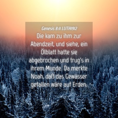 Picture 04 - Genesis 8:11 LUTH1912 - Die kam zu ihm zur Abendzeit, und siehe, ein - Bible Verse Picture