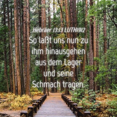 Picture 04 - Hebräer 13:13 LUTH1912 - So laßt uns nun zu ihm hinausgehen aus dem Lager - Bible Verse Picture