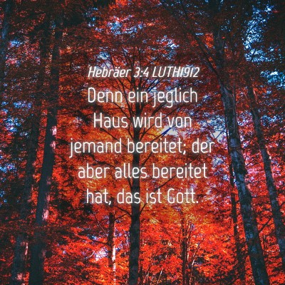 Picture 04 - Hebräer 3:4 LUTH1912 - Denn ein jeglich Haus wird von jemand bereitet; - Bible Verse Picture