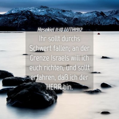 Picture 04 - Hesekiel 11:10 LUTH1912 - Ihr sollt durchs Schwert fallen; an der Grenze - Bible Verse Picture