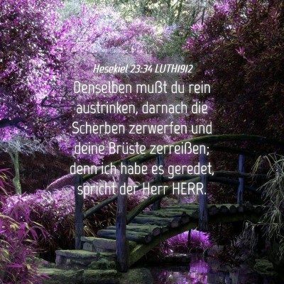 Picture 04 - Hesekiel 23:34 LUTH1912 - Denselben mußt du rein austrinken, darnach die - Bible Verse Picture