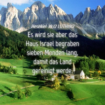 Picture 04 - Hesekiel 39:12 LUTH1912 - Es wird sie aber das Haus Israel begraben sieben - Bible Verse Picture