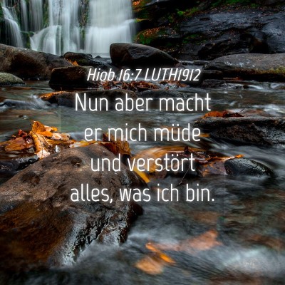 Picture 04 - Hiob 16:7 LUTH1912 - Nun aber macht er mich müde und verstört alles, - Bible Verse Picture