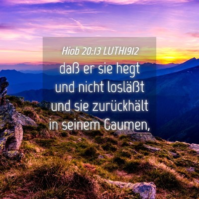 Picture 04 - Hiob 20:13 LUTH1912 - daß er sie hegt und nicht losläßt und sie - Bible Verse Picture
